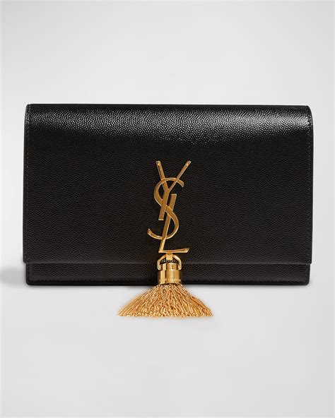 Saint Laurent Kate YSL Monogram Grain de Poudre Wallet on 